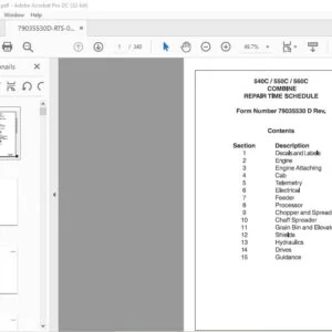 Challenger 540C 550C 560C Combine Repair Time Schedule Manual 79035530D