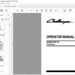 Challenger 660B 670B CE Combine Operator Manual 700735907F - PDF DOWNLOAD