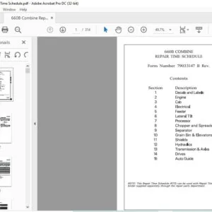 Challenger 660B Combine Repair Time Schedule Manual 79033147B