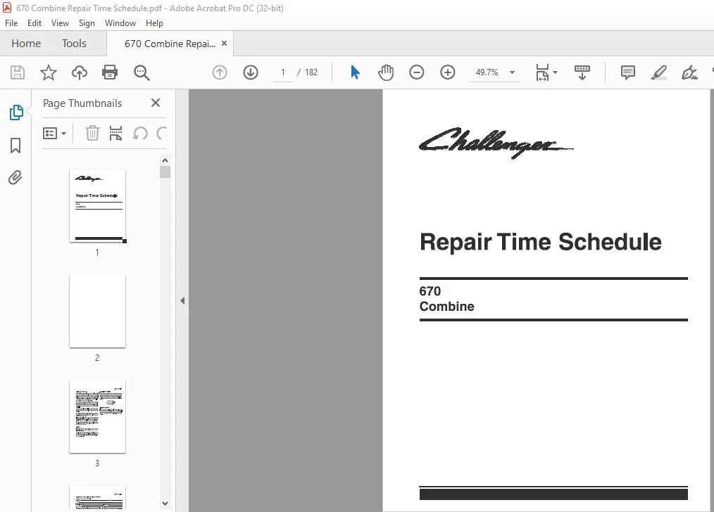 Challenger 670 Combine Repair Time Schedule Manual - PDF DOWNLOAD - Image 2