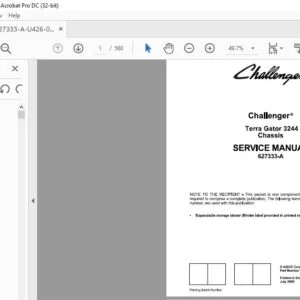 Challenger EU Applicators 3244 TerraGator Chassis Service Manual_627333-A - PDF DOWNLOAD