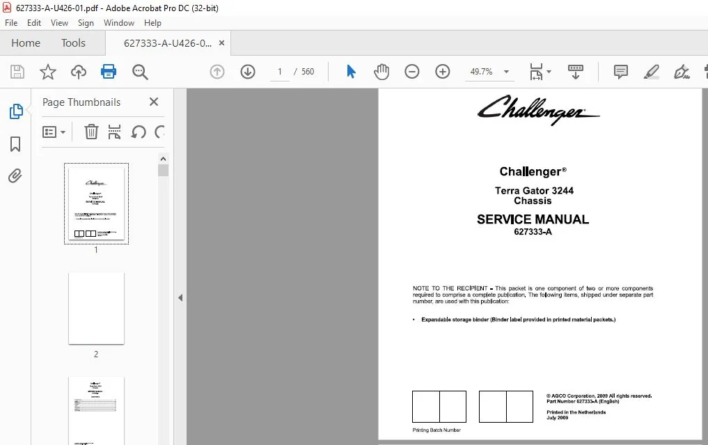 Challenger EU Applicators 3244 TerraGator Chassis Service Manual_627333-A - PDF DOWNLOAD - Image 3