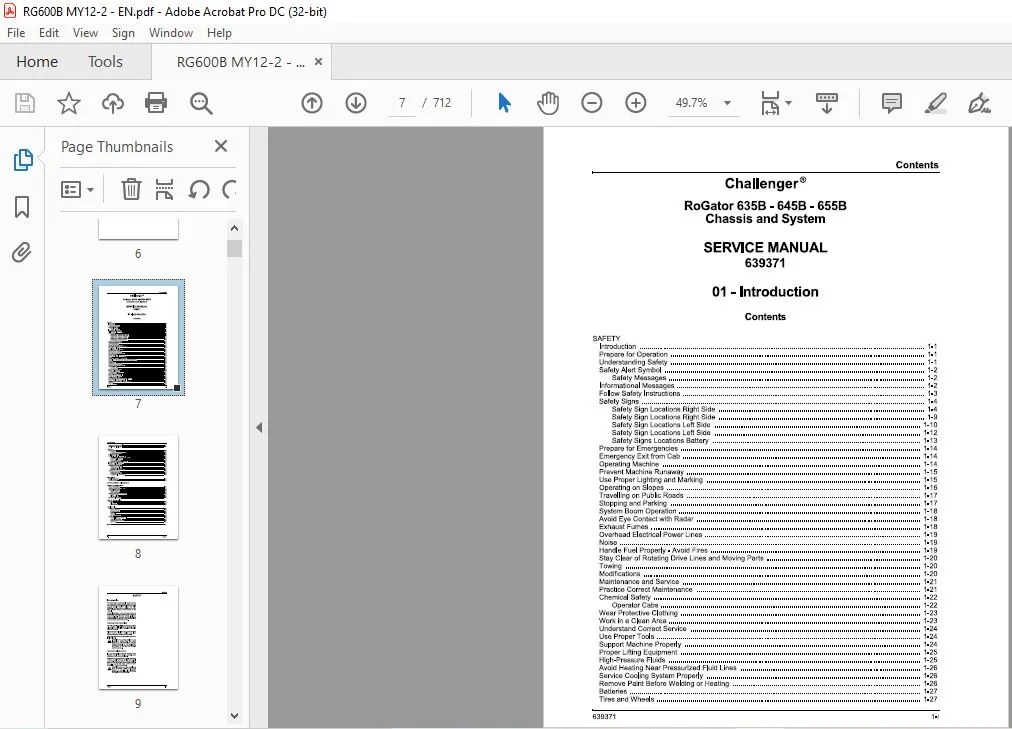 Challenger EU Applicators 635B 645B 655B RoGator Chassis & System Service Manual 639371 - Image 3