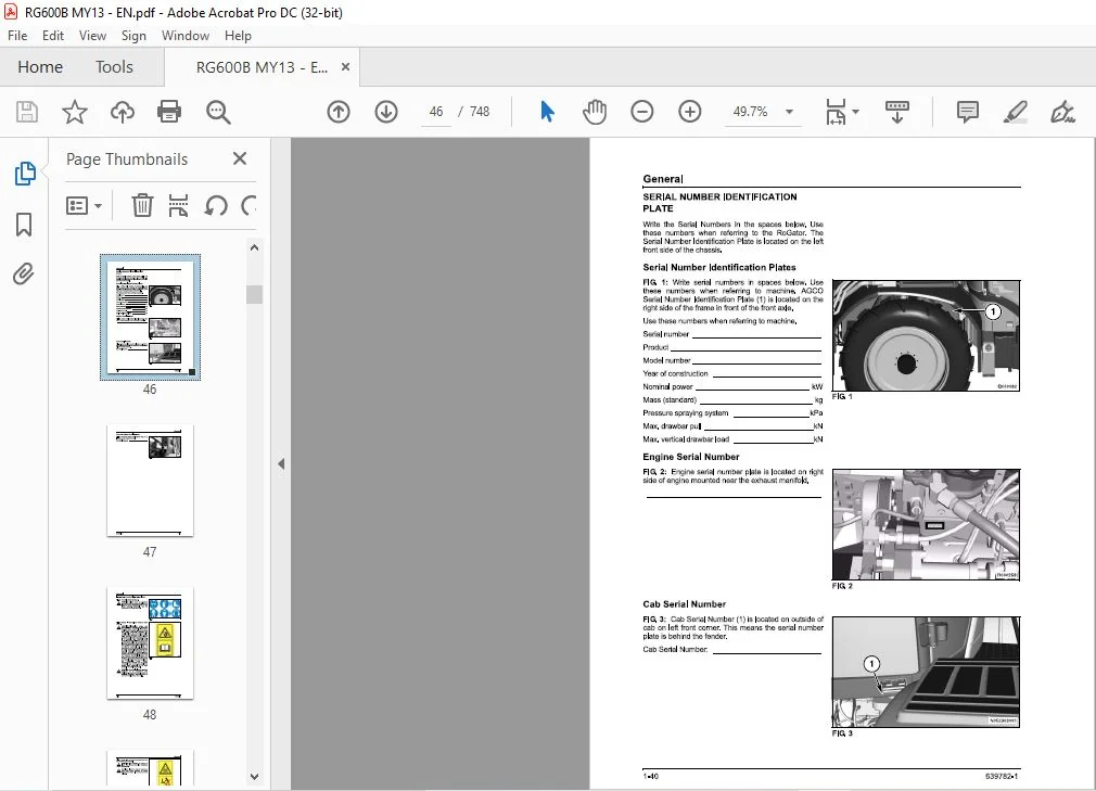 challenger EU Applicators 635B 645B 655B RoGator Chassis & System Service Manual 639782-1 - Image 3