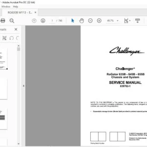 challenger EU Applicators 635B 645B 655B RoGator Chassis & System Service Manual 639782-1