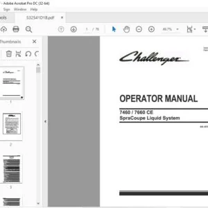Challenger EU Applicators 7460 7660 CE SpraCoupe Liquid System Operator Manual - PDF DOWNLOAD