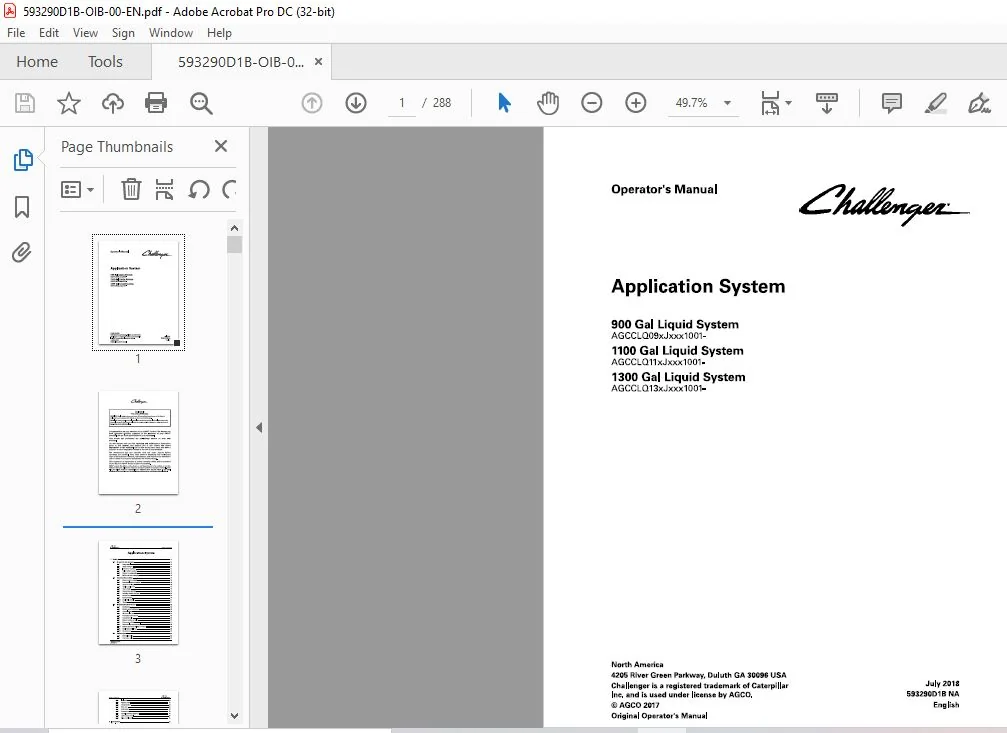 Challenger EU Applicators 900 1100 1300 Gallons Row Crop System Operator’s Manual - PDF DOWNLOAD - Image 2