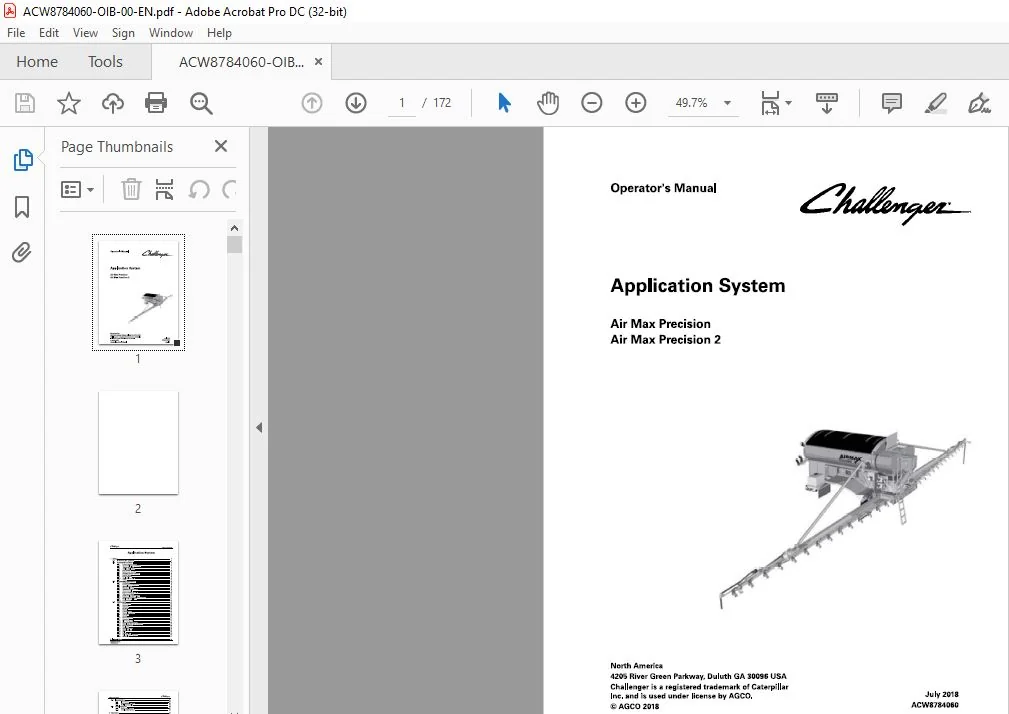 Challenger EU Applicators Air Max Precision TerraGator Application System Operatorโs Manual - Image 2