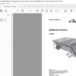 Challenger L4258G4 New Leader System Operator's Manual 566938D1C PDF