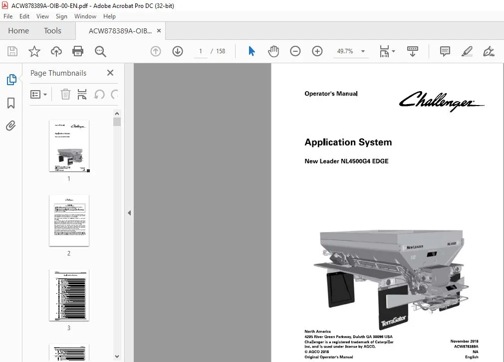 Challenger EU Applicators New Leader NL4500G4 Edge Flotation System Operator’s Manual - PDF DOWNLOAD - Image 2