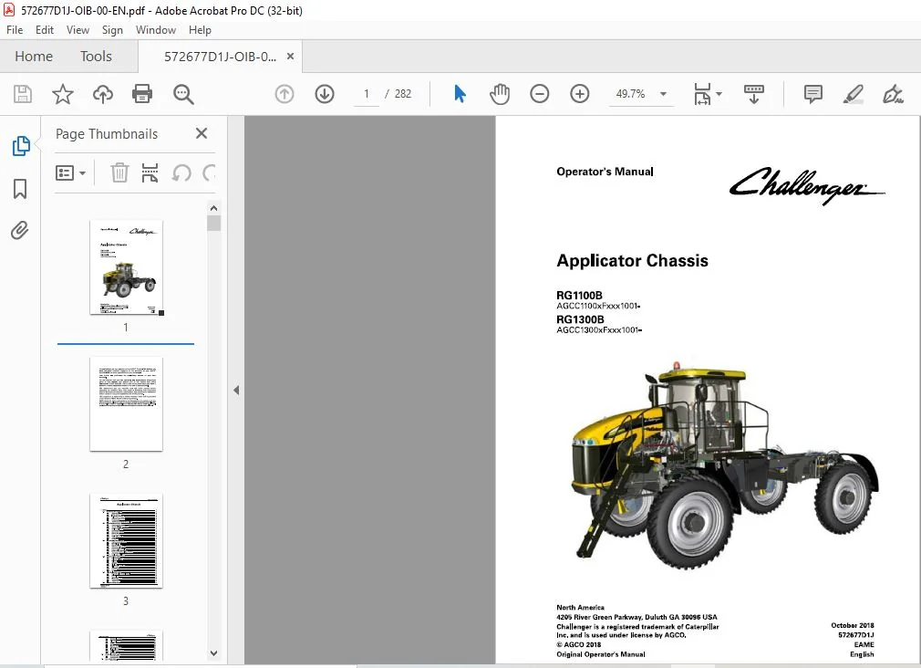 Challenger EU Applicators RG1100B RG1300B RoGator Chassis Operatorโs Manual - Image 2