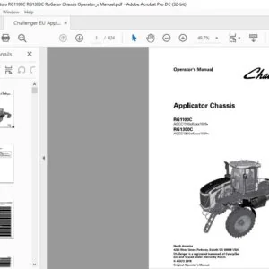 Challenger EU Applicators RG1100C RG1300C RoGator Chassis Operator’s Manual 607988D1B