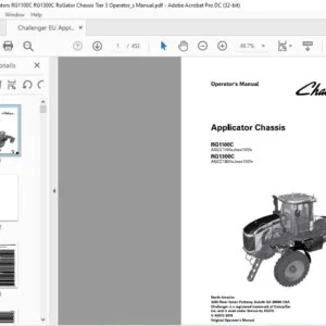 Challenger EU Applicators RG1100C RG1300C RoGator Chassis Tier 3 Operator's Manual