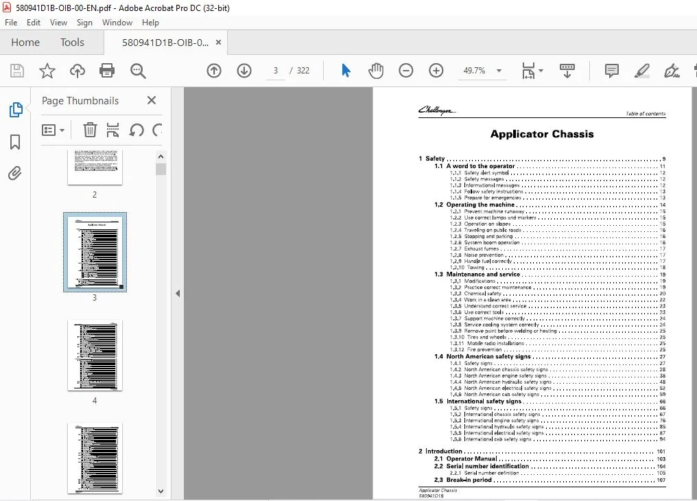Challenger EU Applicators RG700B RoGator Chassis Operatorโs Manual 580941D1B - PDF DOWNLOAD - Image 2