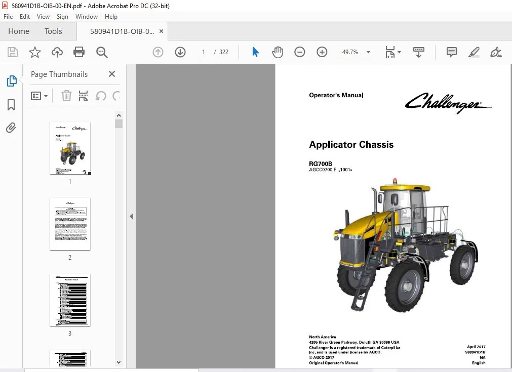 Challenger EU Applicators RG700B RoGator Chassis Operatorโs Manual 580941D1B - PDF DOWNLOAD - Image 4