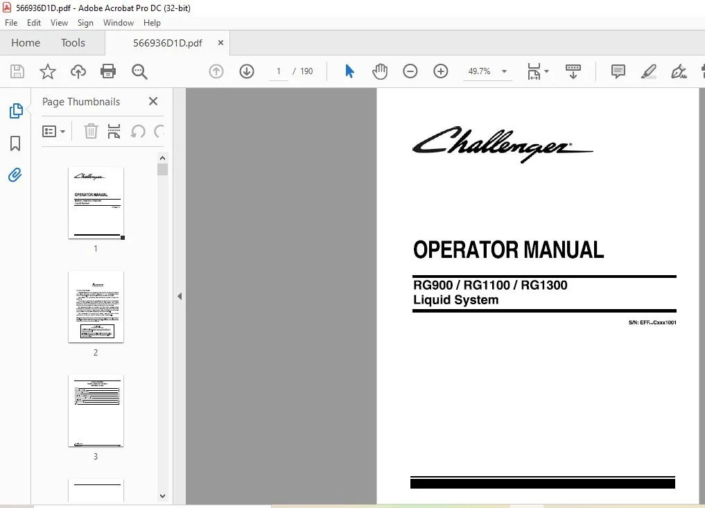 Challenger EU Applicators RG900 RG1100 RG1300 Liquid System Operator Manual - Image 4