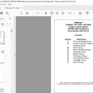 Challenger RoGator RG900B RG1100B RG1300B Repair Time Manual PDF