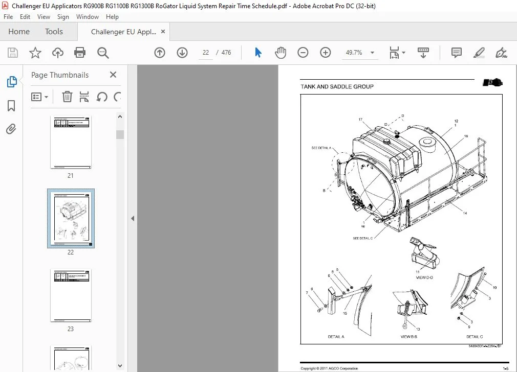 Challenger RoGator RG900B RG1100B RG1300B Repair Time Manual PDF - Image 4