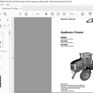 Challenger EU Applicators RG900C RG1100C RG1300C RoGator Chassis Operator’s Manual 599395D1D