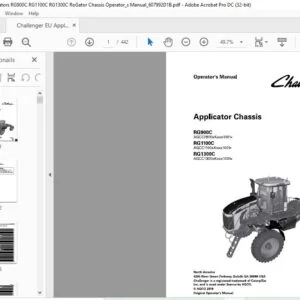 Challenger EU Applicators RG900C RG1100C RG1300C RoGator Chassis Operator’s Manual 607992D1B