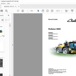 Challenger EU Applicators RoGator 600C RG635C RG645C RG655C Manuel d'atelier