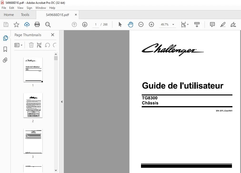 Challenger EU Applicators TG8300 Chassis Guide de I'utilisateur - PDF DOWNLOAD(FRENCH) - Image 2