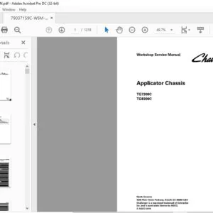 Challenger EU Applicators TerraGator TG7300C TG8300C Flotation Chassis Workshop Service Manual