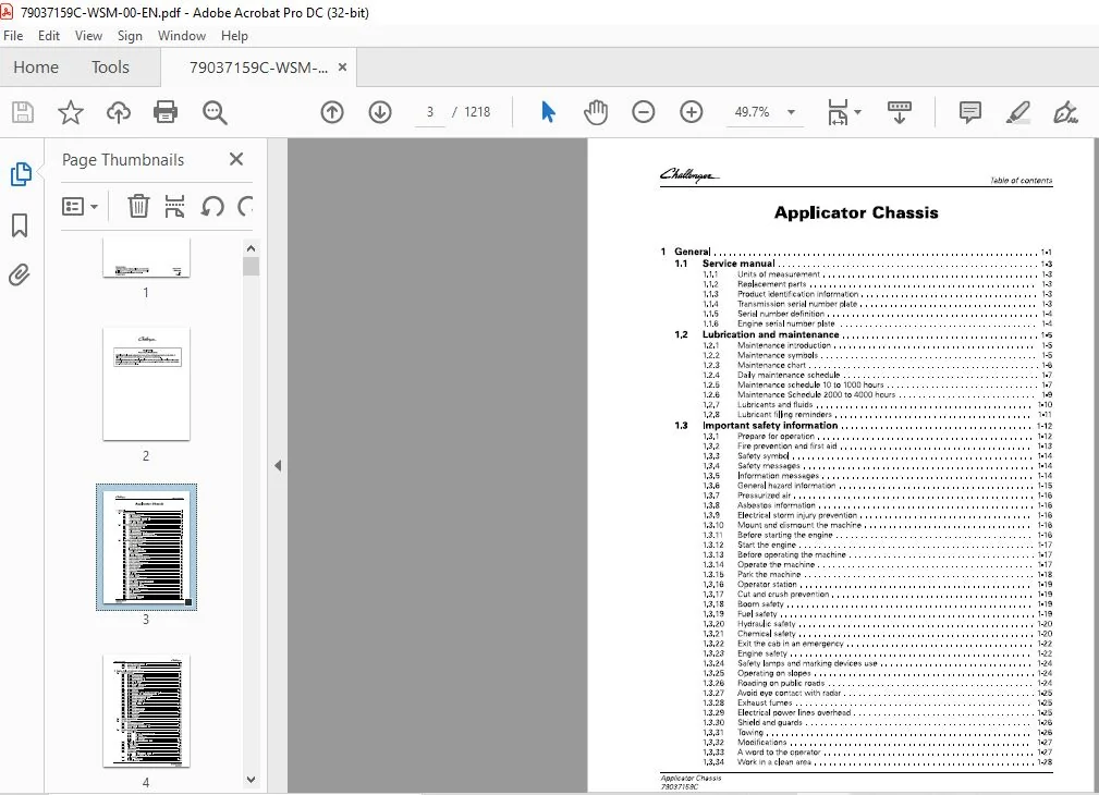 Challenger EU Applicators TerraGator TG7300C TG8300C Flotation Chassis Workshop Service Manual - Image 3