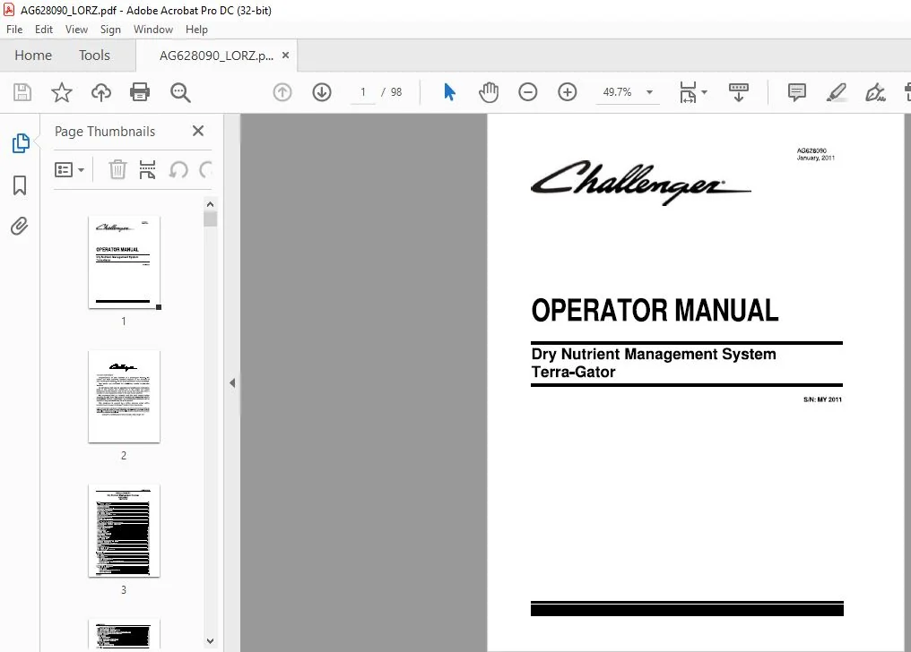 Challenger EU TerraGator Dry Nutrient Management System Operator's Manual - Image 2