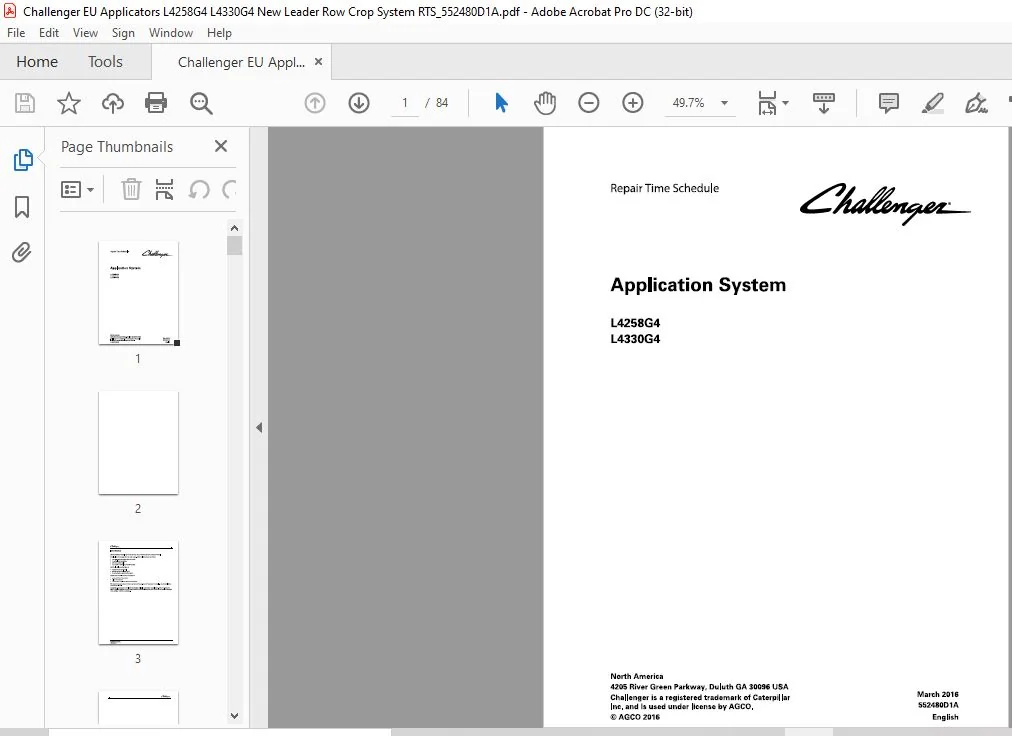 Challenger L4258G4 L4330G4 Application System Repair Time Schedule Manual - PDF DOWNLOAD - Image 2