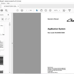 Challenger New Leader NL4330G4 Application System Operator's Manual ACW4670290