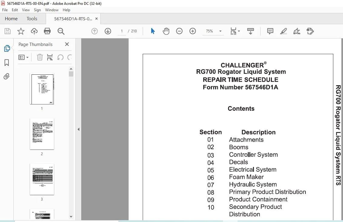 Challenger RG700 Rogator Liquid System Repair Time Schedule Manual - PDF DOWNLOAD - Image 2