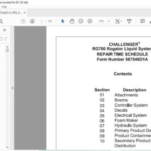 Challenger RG700 Rogator Liquid System Repair Time Schedule Manual - PDF DOWNLOAD