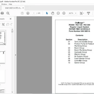 Challenger RG900 RG1100 RG1300 Rogator Liquid System Repair Time Schedule Manual