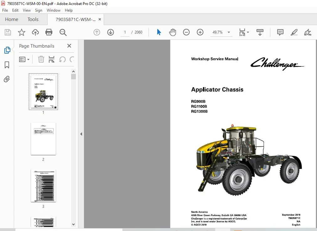 Challenger RG900B RG1100B RG1300B Applicator Chassis Workshop Service Manual - Image 2