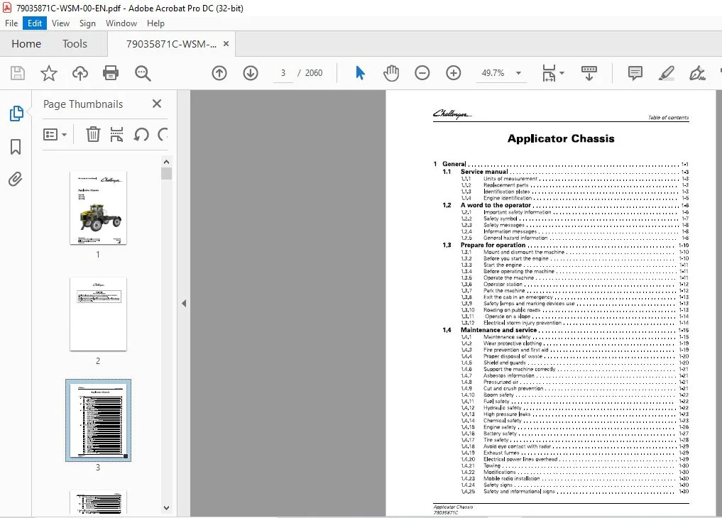 Challenger RG900B RG1100B RG1300B Applicator Chassis Workshop Service Manual - Image 3