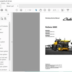 Challenger RoGator 600D RG635D RG645D RG655D Workshop Service Manual