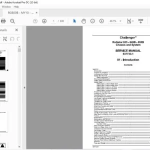Challenger RoGator RG635 RG645B RG655B Chassis and System Service Manual 637733-1