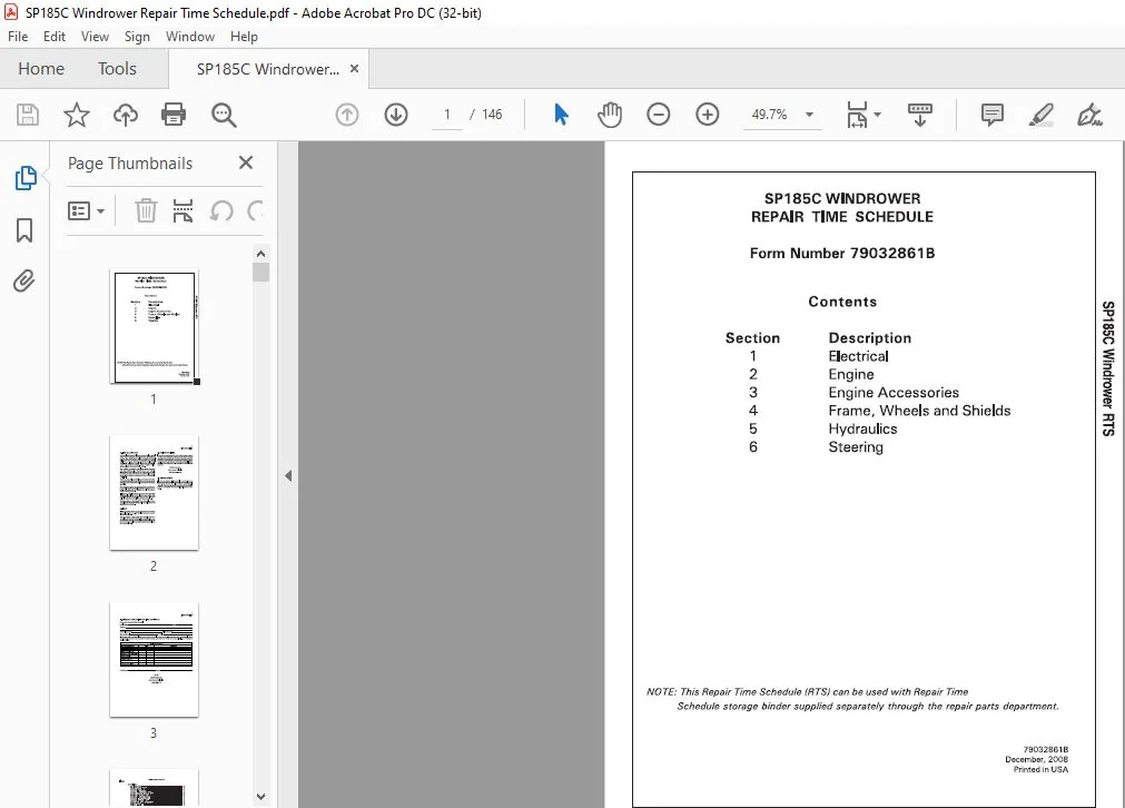 Challenger SP185C Windrower Repair Time Schedule Manual 79032861B - PDF DOWNLOAD - Image 2