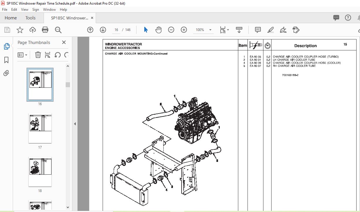 Challenger SP185C Windrower Repair Time Schedule Manual 79032861B - PDF ...