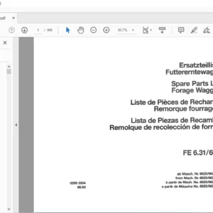 DEUTZ FAHR FE 6.31 /6.37 Spare Parts Manual - PDF DOWNLOAD