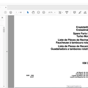 DEUTZ FAHR KM 30F Spare Parts Manual - PDF DOWNLOAD