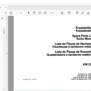 DEUTZ FAHR KM25F Spare Parts Manual - PDF DOWNLOAD