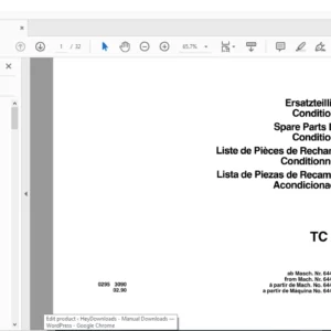 DEUTZ FAHR TC 25 Spare Parts Manual - PDF DOWNLOAD
