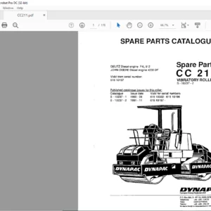 DYNAPAC CC 211 Vibratory Roller Spare Parts Catalogue Manual - PDF DOWNLOAD