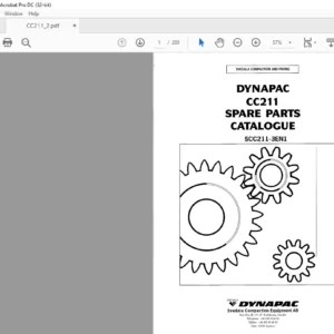 DYNAPAC CC211 Spare Parts Catalogue SCC211-3EN1 - PDF DOWNLOAD