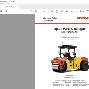 DYNAPAC CC224CHF Spare Parts Catalogue SCC224CHF-2EN2 - PDF DOWNLOAD