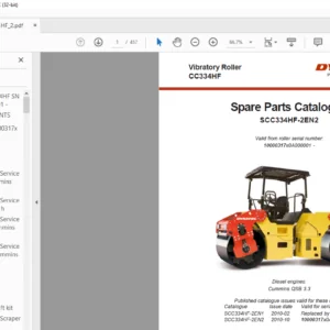 DYNAPAC CC334HF Spare Parts Catalogue SCC334HF-2EN2 - PDF DOWNLOAD