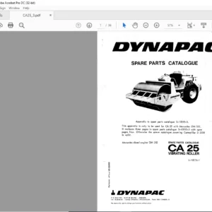 Dynapac CA 25 Vibrating Roller Spare Parts Catalogue Manual - PDF DOWNLOAD