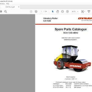 Dynapac CA152D Spare Parts Catalogue SCA152D-4EN2 - PDF DOWNLOAD